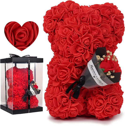 Mothers Day Gift 25Cm Rose Bear in Gift Box for Valentine'S Day Gift Birthday Present for Wedding Party